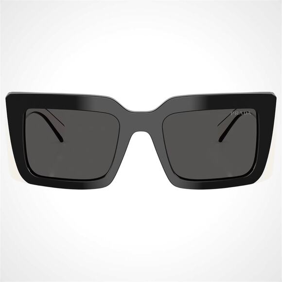 New PRADA Sunglasses Black White Talc Gold Symbole Logo Womens Rectangle - Picture 2 of 6